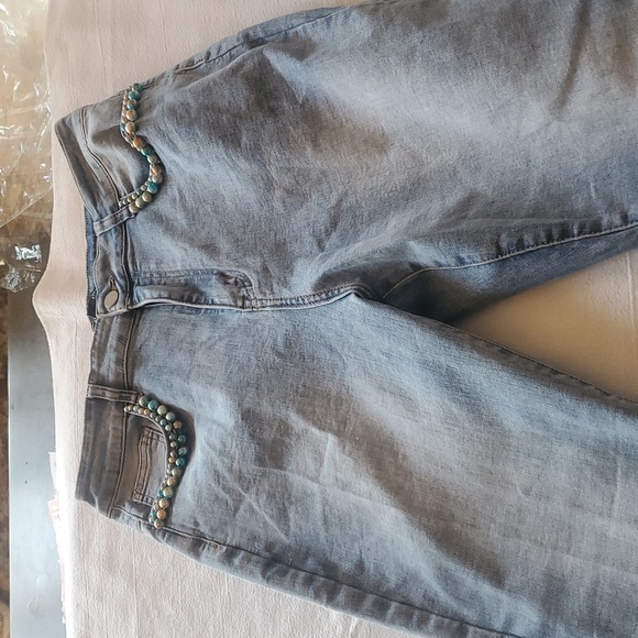 Boston Proper embellished pearl ankle Sz. 12 Blue Jeans NWT - Picture 6 of 11